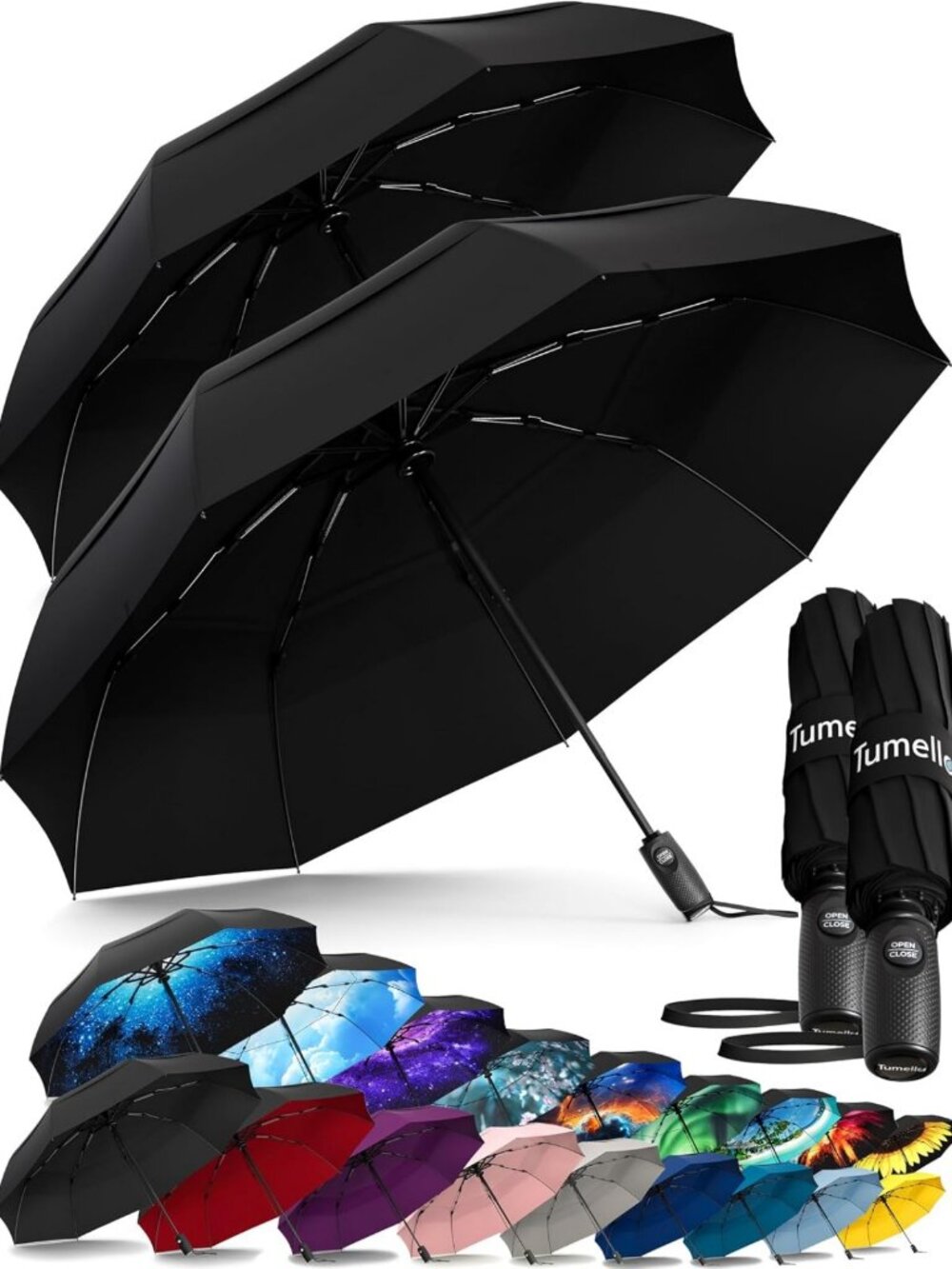 Compact Windproof Travel Umbrella - 100MPH Tested, Lightweight, Automatic